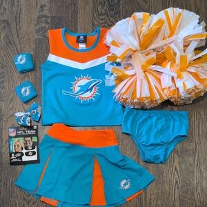 NFL Dolphins Miami Team Apparel Kids Cheerleader Top - Orange and Teal